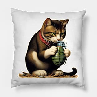 Cat and Grenade Pillow