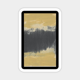 "Striking Divide"  - Textured Painting Original Artwork Black Yellow Tan Beige Navy Magnet