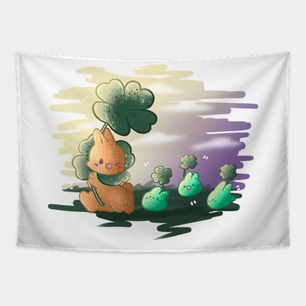 Lucky Bunny Army Cute Kawaii Tapestry by Crystal_AI_Art