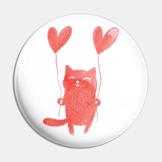 Cute red kitten with heart balloons Pin by iulistration