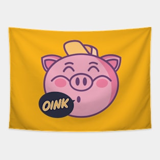 cute piggy happy Tapestry