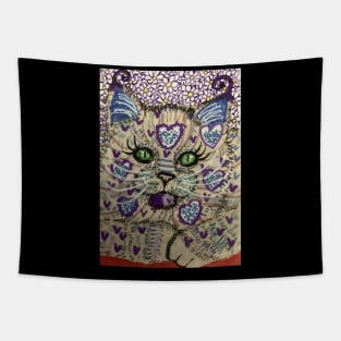 colorful abstract cat Tapestry