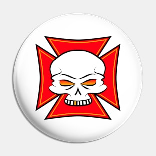 Skull With Red Cross Pin