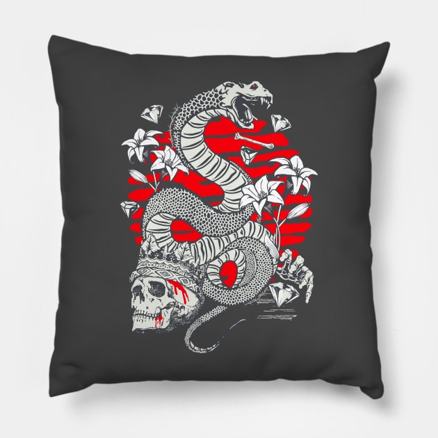 Snake Flowers Diamonds and a Skull Pillow by DetourShirts