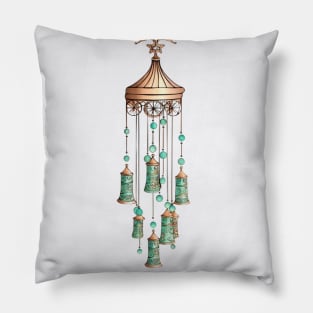 Styled Windchime In Aqua and Copper Pillow