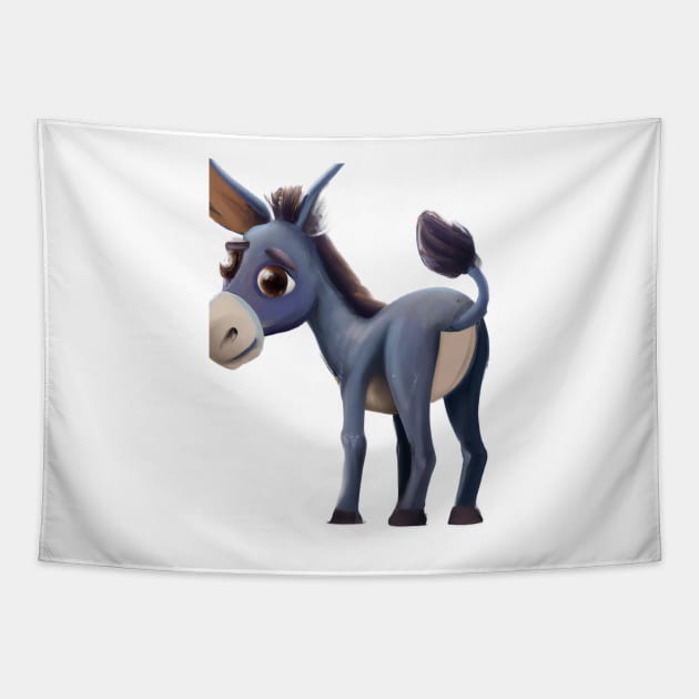 Cute Donkey Drawing Tapestry by Play Zoo