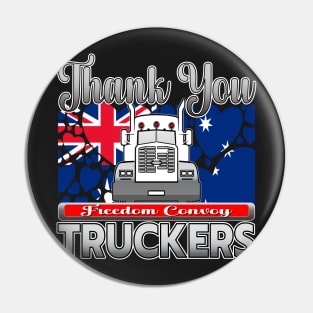 THANK YOU, TRUCKERS - AUSTRALIA FLAG WITH HEARTS - FREEDOM CONVOY CANBERRA - SILVER GRAY LETTER DESIGN Pin