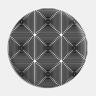 1960's Retro Mod Op Art Squares in Black and White Pin