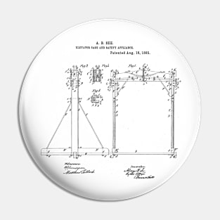 Elevator Cage Vintage Patent Hand Drawing Pin