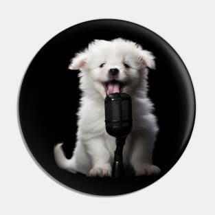 White cloud Puppy Singing Pin