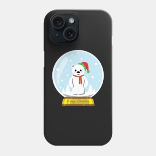 Merry Polar Bear Christmas inside Snowball Glass Phone Case