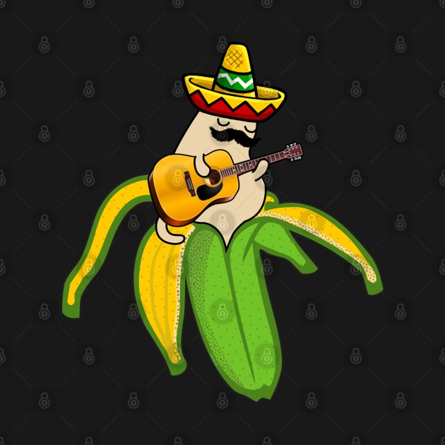 Mexican Guitar Banana Cat Sombrero by GlanceCat