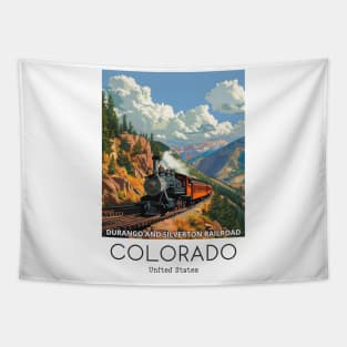 A Vintage Travel Illustration of the Durango and Silverton Narrow Gauge Railroad - Colorado - US Tapestry