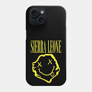 Vibrant Sierra Leone Africa x Eyes Happy Face: Unleash Your 90s Grunge Spirit! Smiling Squiggly Mouth Dazed Smiley Face Phone Case