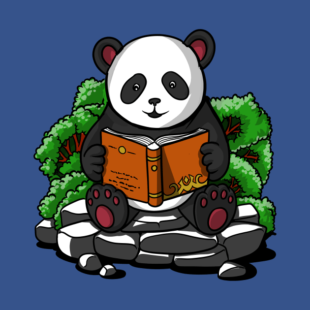 Cute Panda Bear Funny Book Lover by underheaven