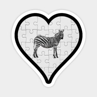 Jigsaw  Zebra Heart Design - Wild Animal Zebra Magnet