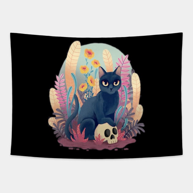 cat in the night Tapestry by wonggendengtenan