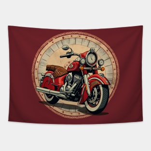 Vintage Red Motorcycle Tapestry