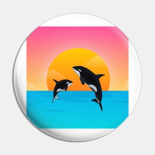 Pink Sunset Orca Pin