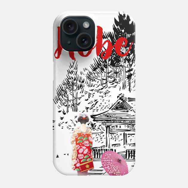 Geisha with Kimono in Kobe Phone Case by ArtMomentum