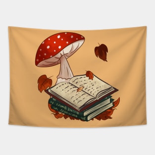 Vintage books and mushroom Tapestry