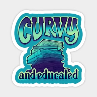 Curvy and educated, stack of aqua blue books Magnet