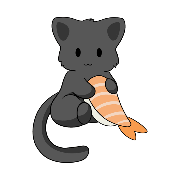 Black Cat with Prawn Sushi by BiscuitSnack