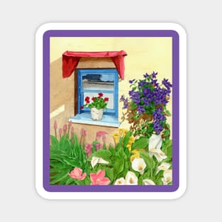 blue provencal window Magnet