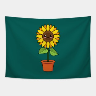 Kawaii Sunflower Plant in a Pot Tapestry