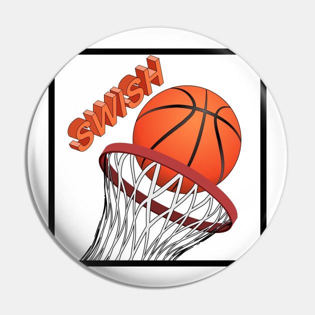 Basketball Swish Pin by Designoholic