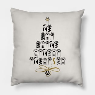 Cat Paw Christmas Trees Pillow