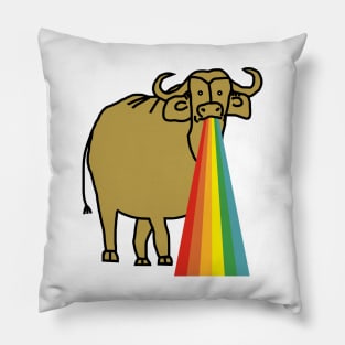 Animals with Rainbow Puke Gold Ox Pillow