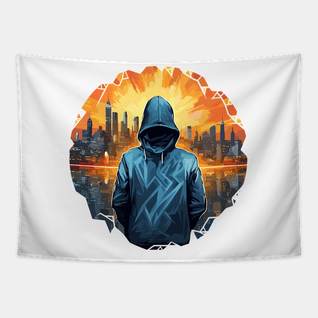 Mistery Shadow Hacker Gamer Urbain City Life Tapestry by Cubebox