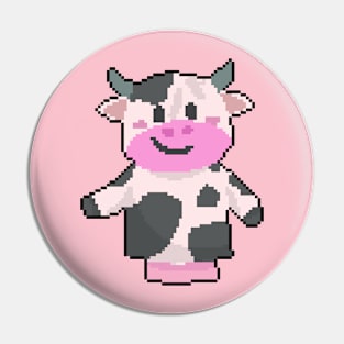 Moo-velous Chic: Pixelated Cow Illustration for Stylish Apparel Pin