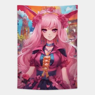 Pink anime party princess Tapestry