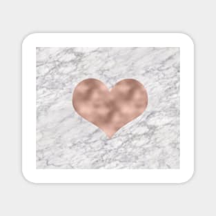 Rose gold foil heart on marble Magnet