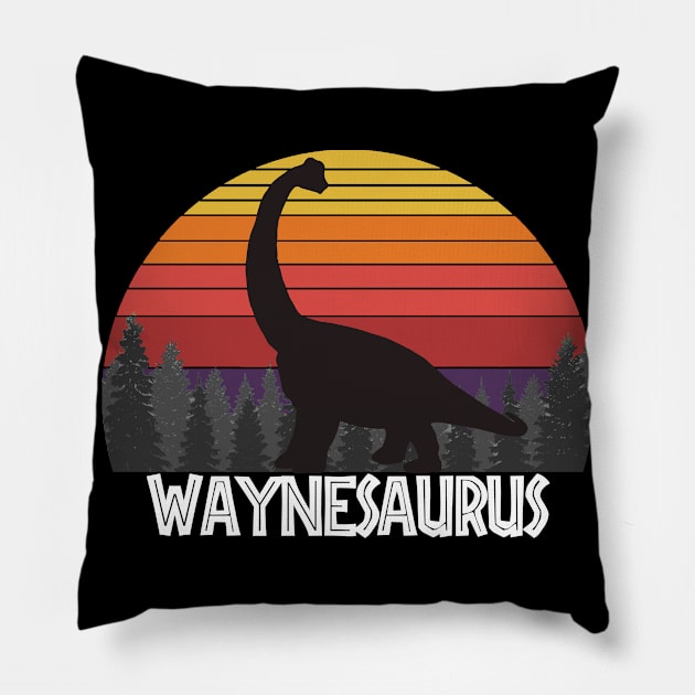 Waynesaurus Wayne saurus dinosaur name birthday Pillow by Kerlem