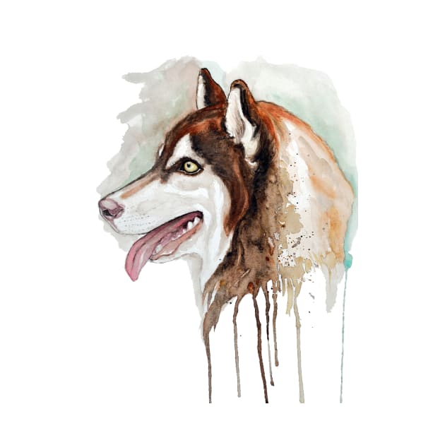 Brown Husky Profile Portrait by Marian Voicu