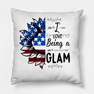 Vintage American Flag I Love Being A Glam Happy Independence Day Pillow