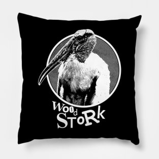 Punk Rock Wood Stork Pillow