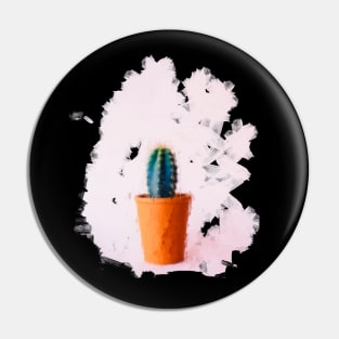 Cacti in orange pot oil painting Pin