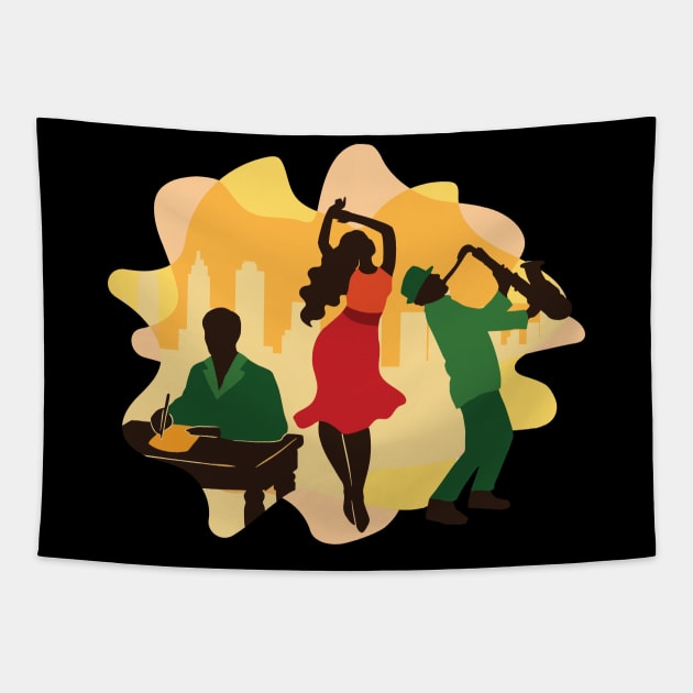 Black Culture An Illustration of Black Culture Dancing Tapestry by Wyees Foster