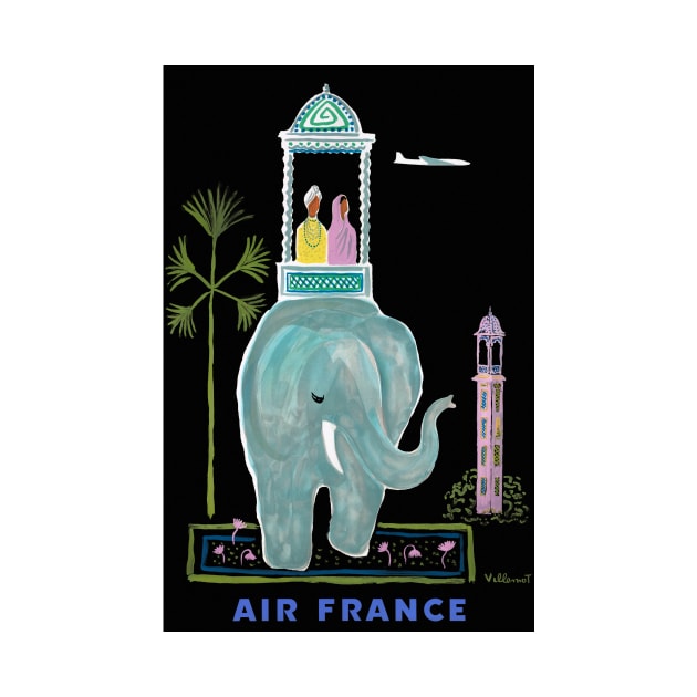 Vintage Travel Poster France Air France India by vintagetreasure