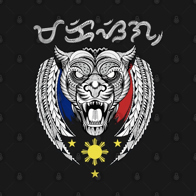 Tribal line Art Tiger / Baybayin word Makisig (Handsome/Groomed) by Pirma Pinas