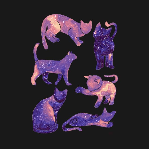 Galaxy Cats Pattern - Pastel Purple by monitdesign