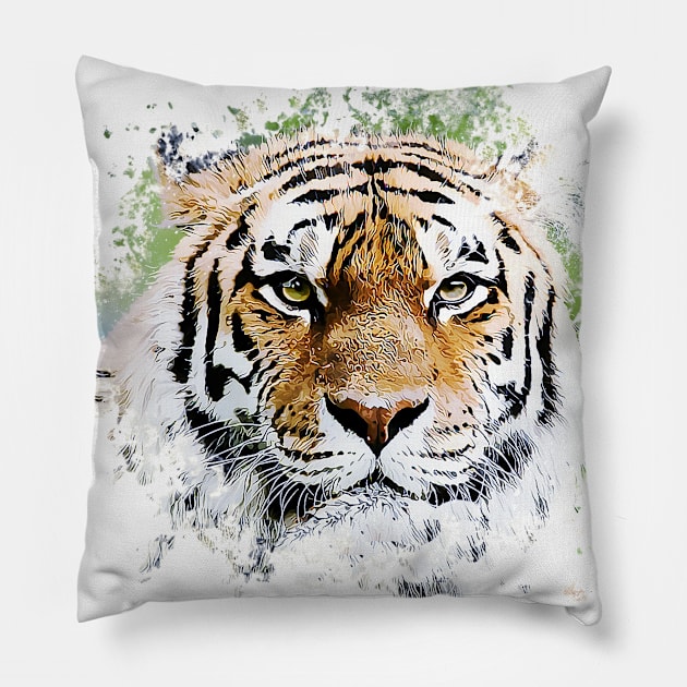 The Majestic Thinking Tiger Pillow by Naumovski
