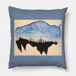 Buffalo in the Night Sky Pillow