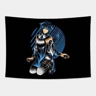 Artwork Illustration Blue Haired Beautiful Girl Tapestry