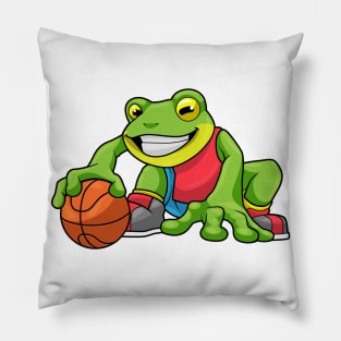 Frog at Sports with Basketball Pillow