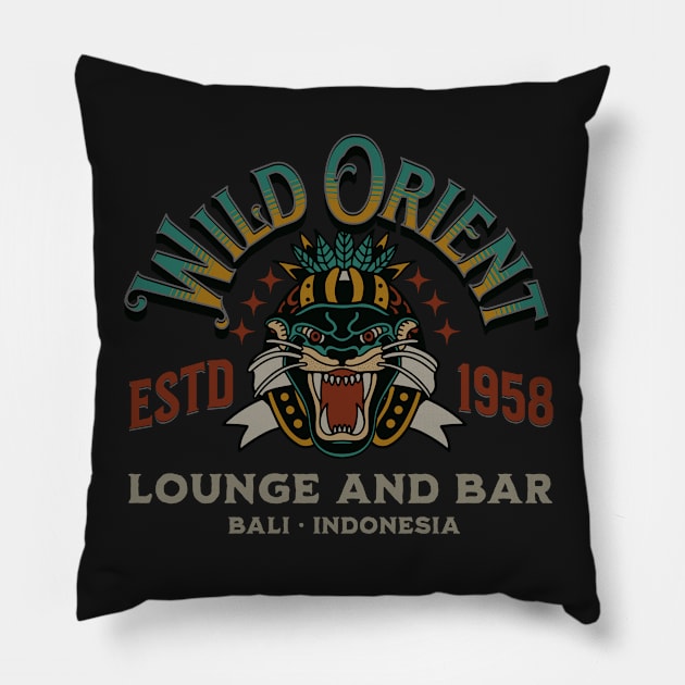 Wild Orient panter tiger vintage retro Pillow by SpaceWiz95